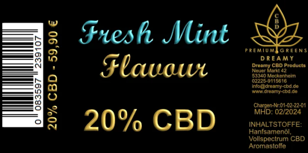 20% CBD Bio-Hanfsamen&ouml;l (fresh mint flavour)